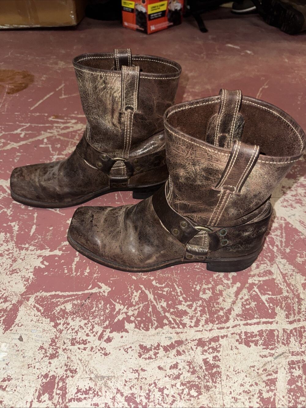 Vintage Frye 87402 Brown Leather Harness Boots Men's Size 11 M Made in USA